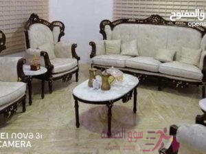 طقم كنب زان مع طاولات رخام