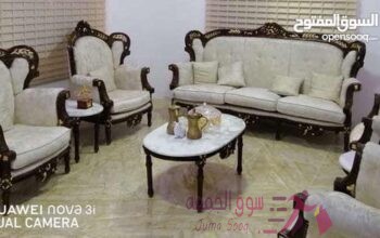 طقم كنب زان مع طاولات رخام