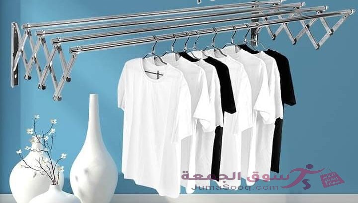 مناشر غسيل قابل للطي 120 سم ستانلس ستيل مناشر ملابس تثبيت على الحائط منشر جداري ويحتوي على 5 قضبان ت